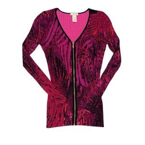 Cache Vintage Pink and black print long sleeve top